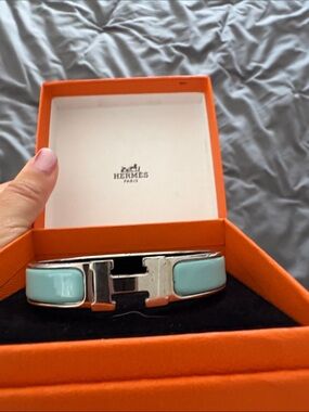 Hermes H Clic Bracelet in Turquoise and Silver